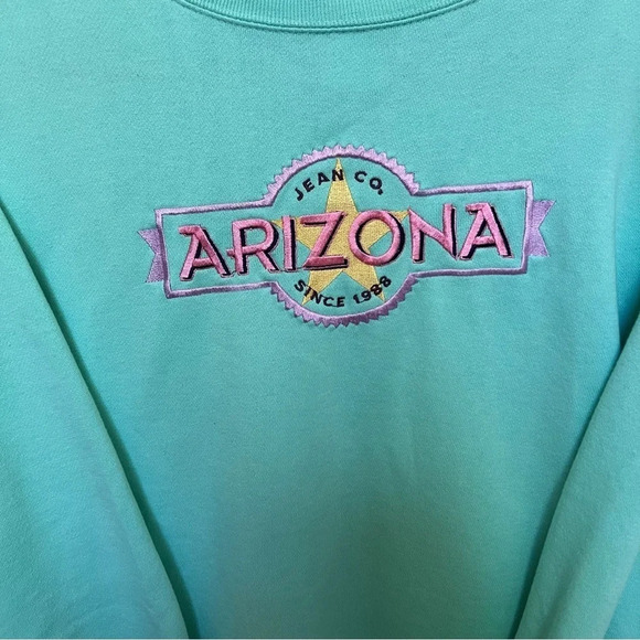 Arizona Jeans Co Vintage 90’s Crewneck Sweatshirt Turquoise Size XL - Picture 3 of 6